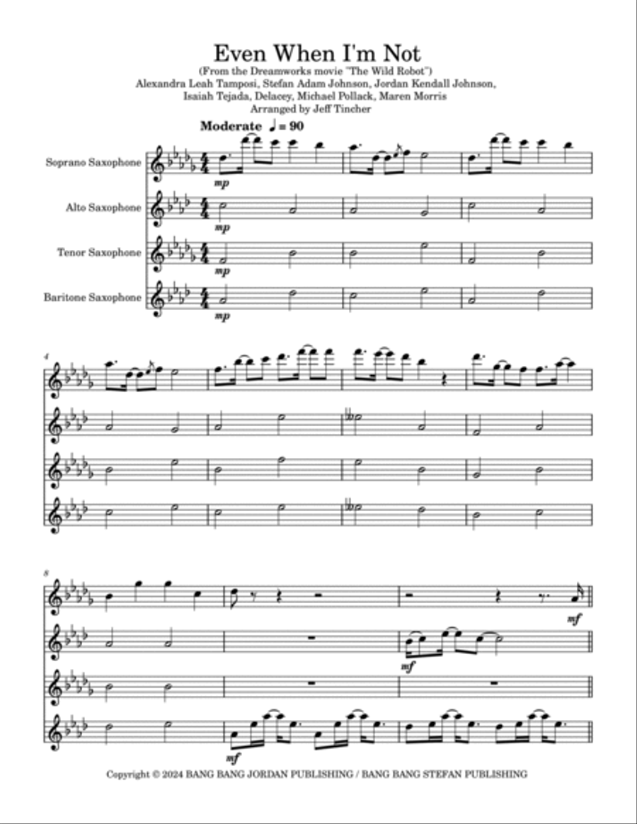 Even When I'm Not Saxophone Quartet scores gallery preview page 2