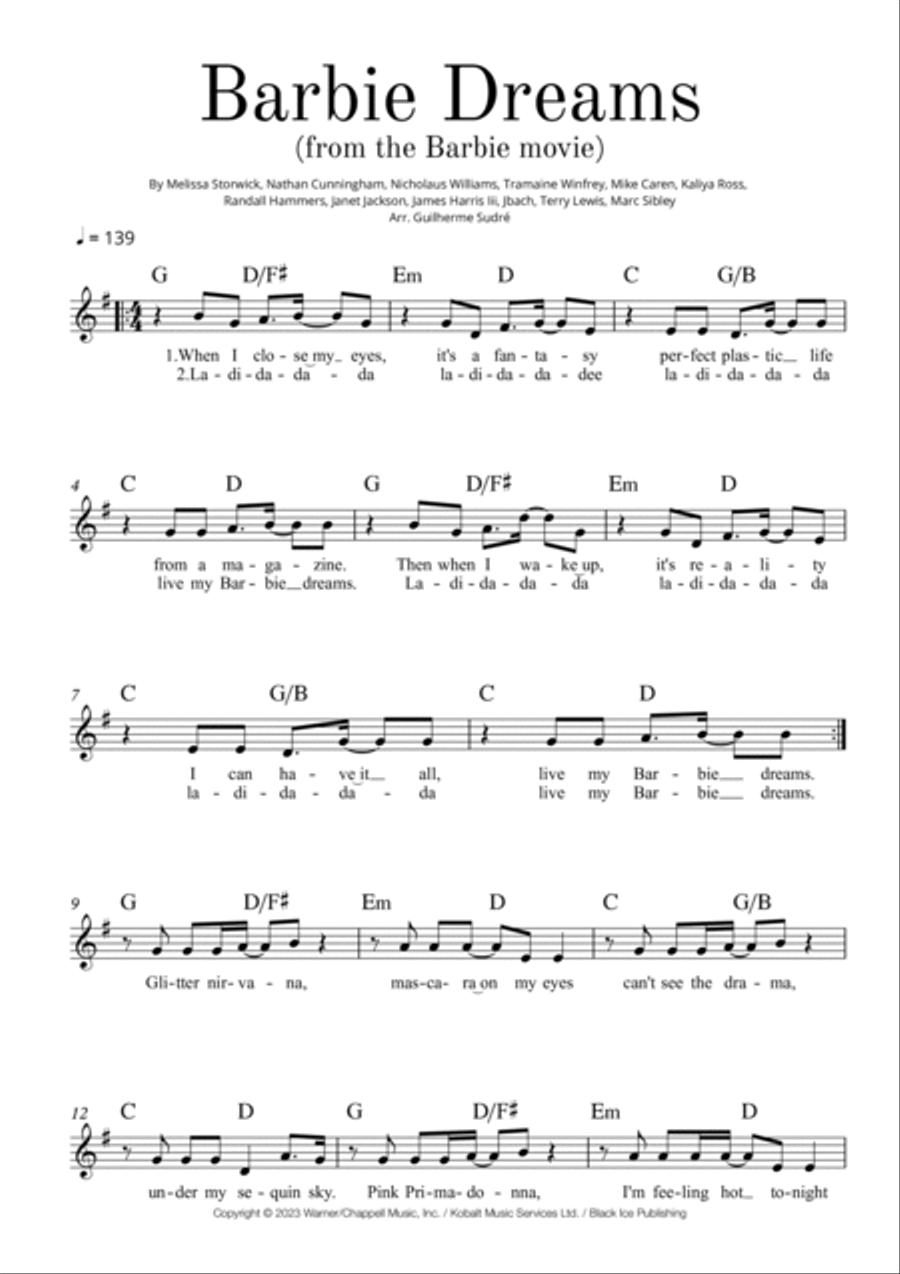 Barbie Dreams Easy Piano scores gallery preview page 2
