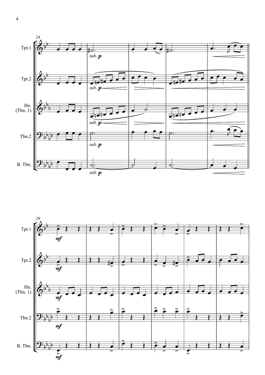 Fantasia on the Ukrainian Bell Carol - for Brass Quintet Brass Quintet scores gallery preview page 4