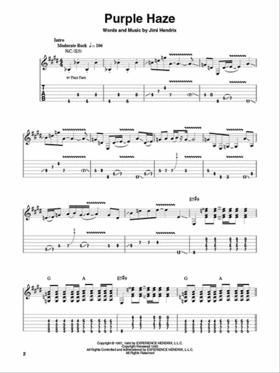 Jimi Hendrix - Smash Hits Guitar Tablature scores gallery preview page 3