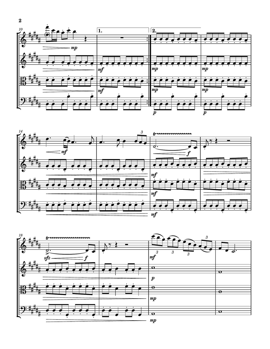 String Quartet No. 1 in B Major, Op. 13 String Quartet scores gallery preview page 2