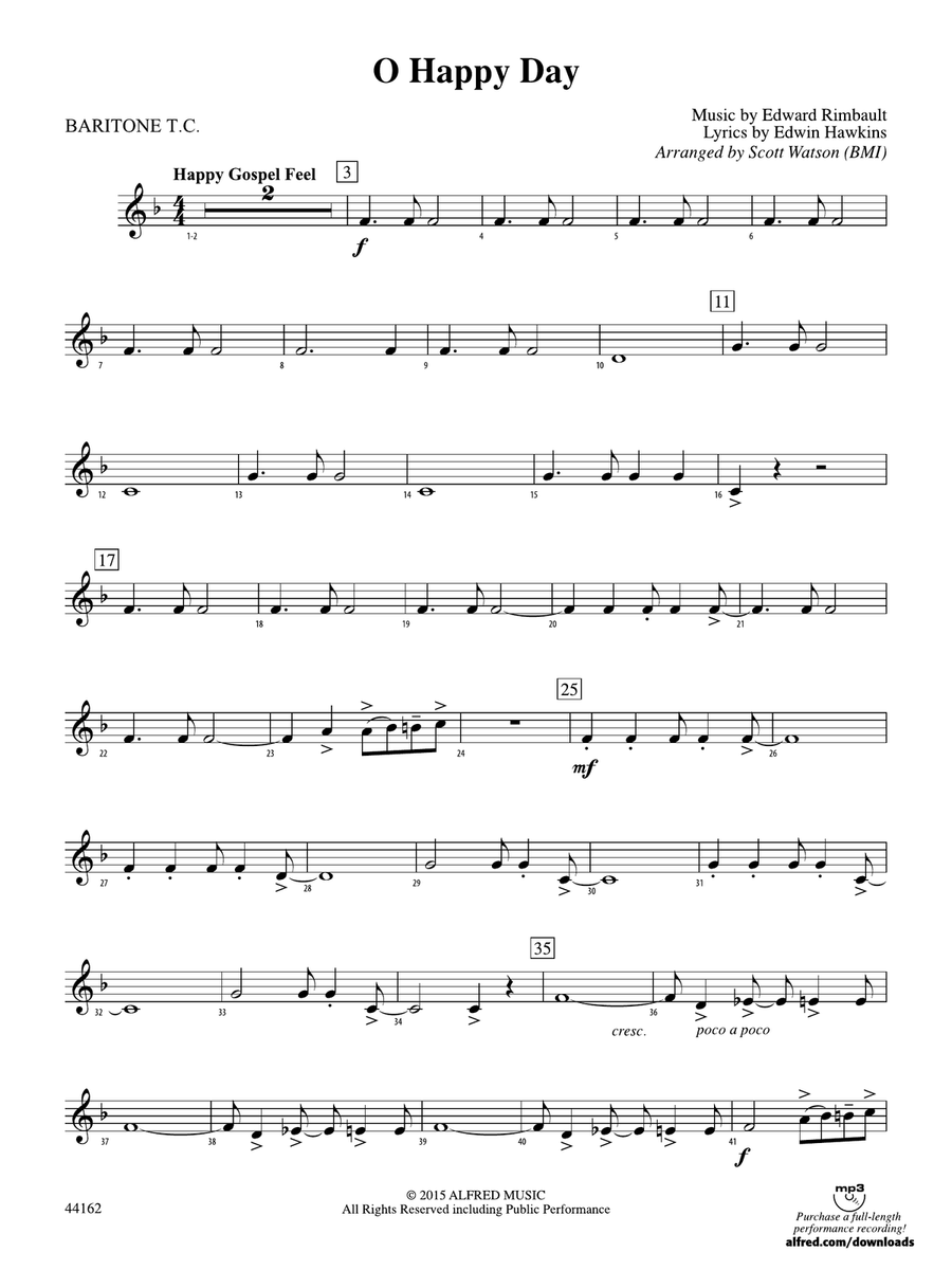 O Happy Day: Baritone T.C.