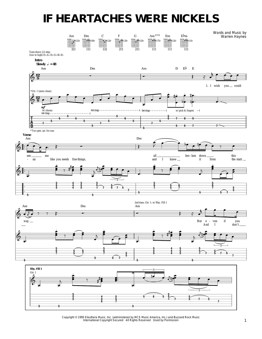 If Heartaches Were Nickels Acoustic Guitar scores gallery preview page 1