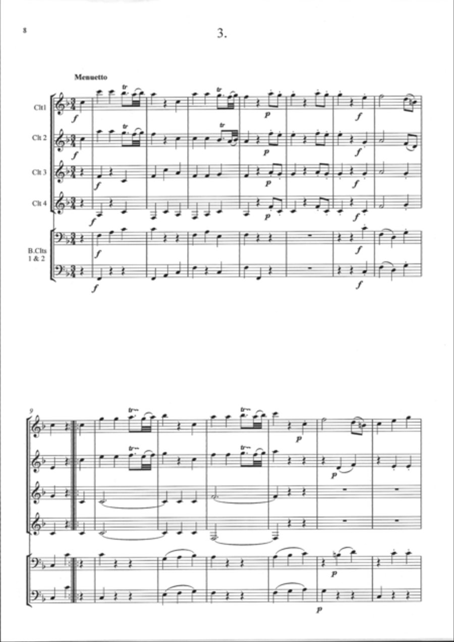 Mozart - Divertimento No. 8 K2i3 Clarinet Quartet scores gallery preview page 4