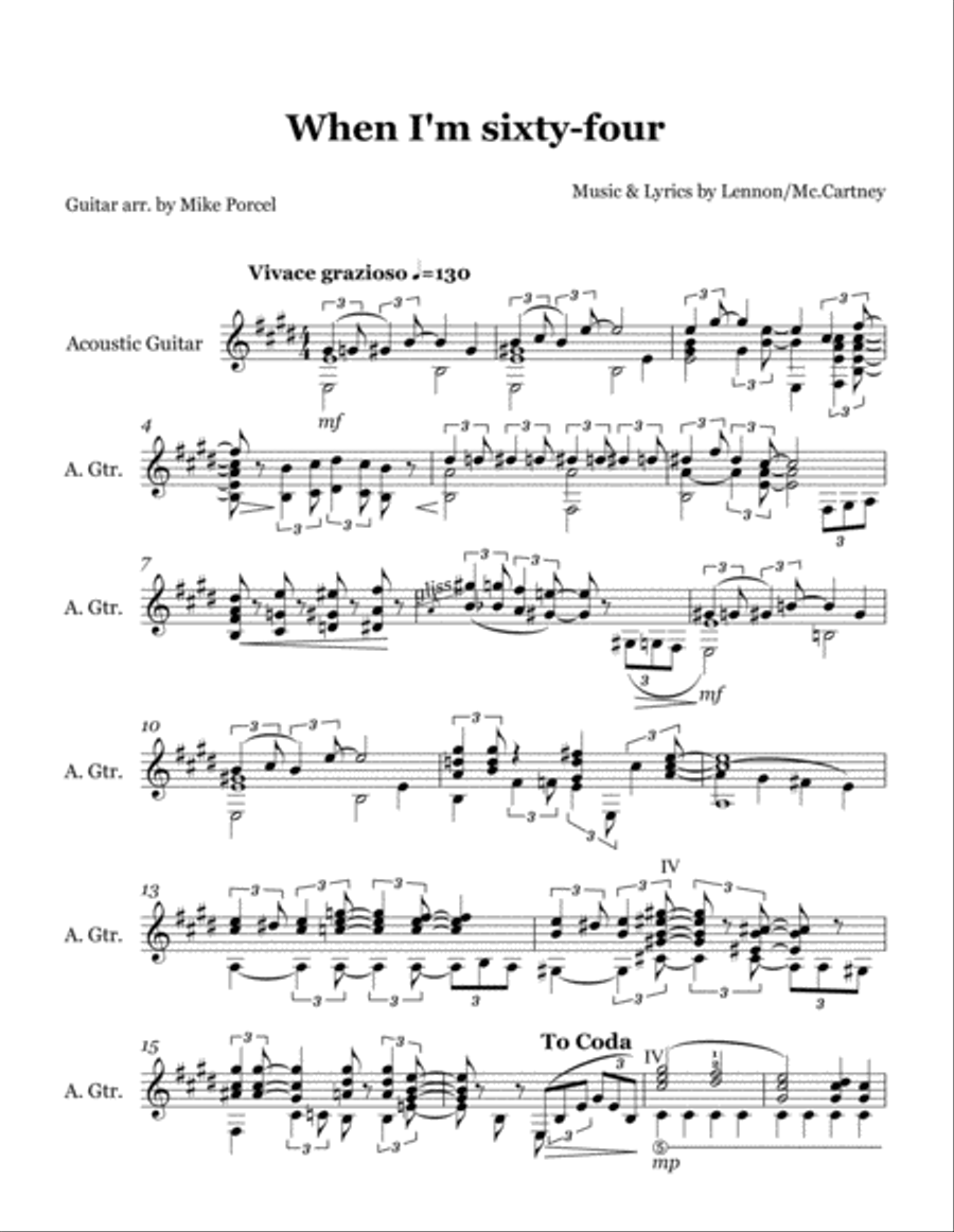 When I'm Sixty-four Guitar Solo scores gallery preview page 2