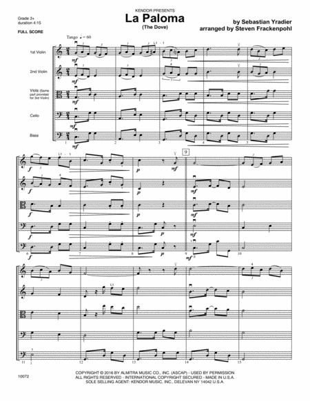 La Paloma (The Dove) - Full Score