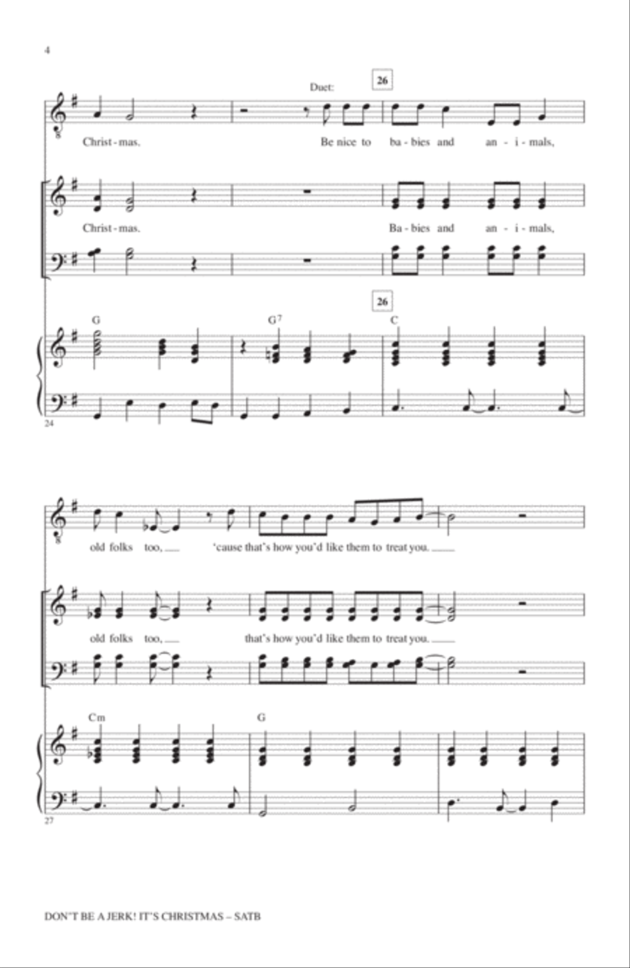 Don't Be A Jerk It's Christmas 4-Part scores gallery preview page 3