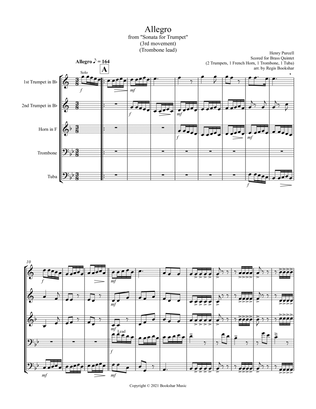 Allegro (from "Sonata for Trumpet") (Bb) (Brass Quintet - 2 Trp, 1 Hrn, 1 Trb, 1 Tuba) (Trombone lea