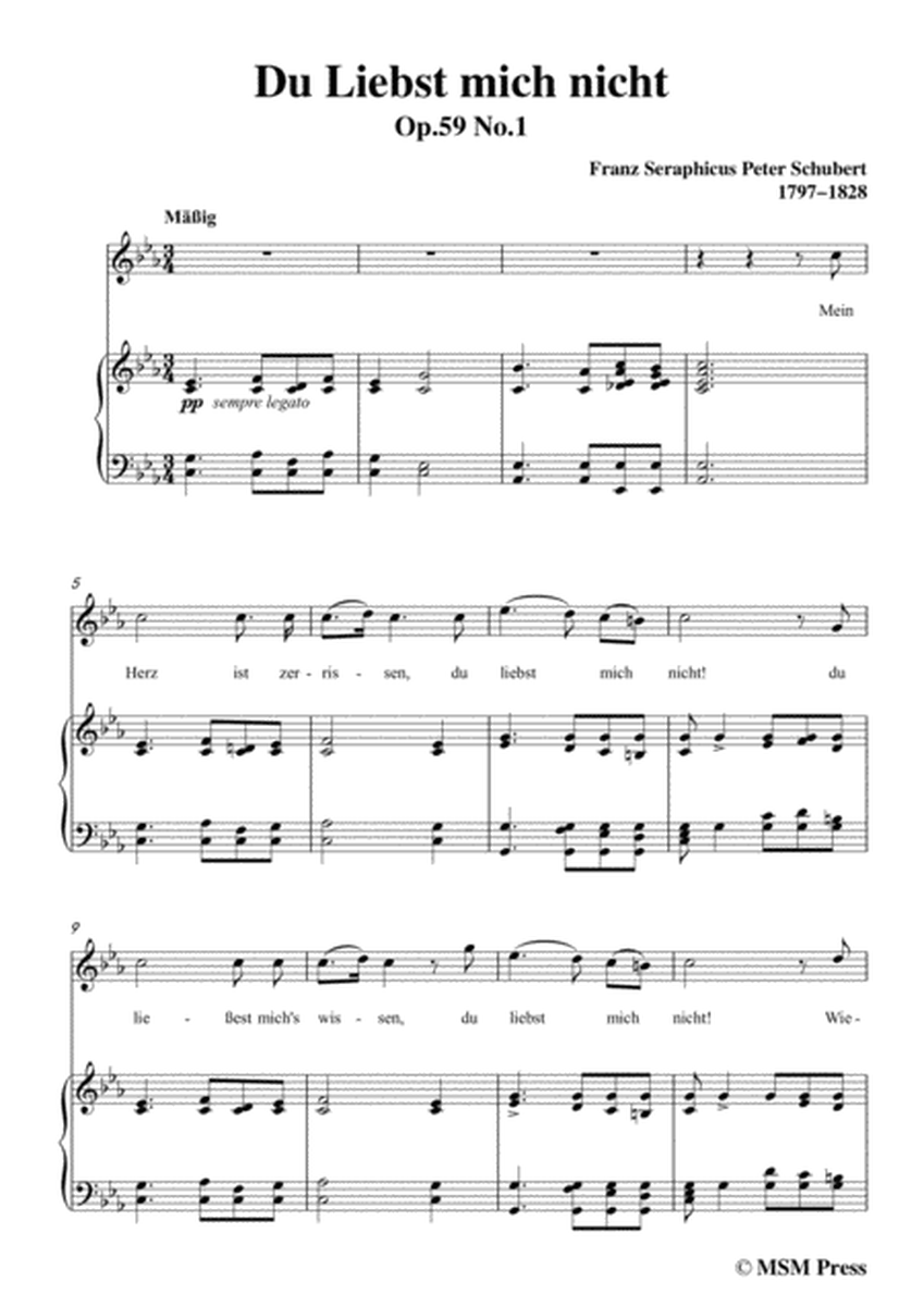 Schubert-Du Liebst mich nicht,Op.59 No.1,in c minor,for Voice&Piano image number null
