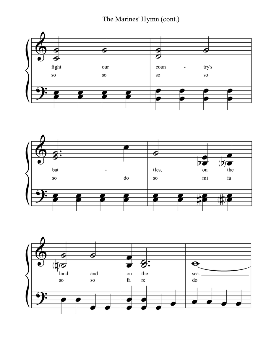 The Marines' Hymn (From the Halls of Montezuma) Piano Solo scores gallery preview page 2