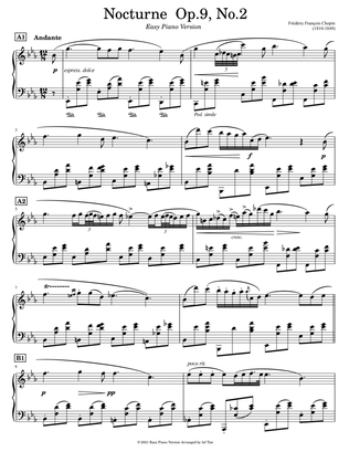 Chopin's Nocturne Op.9, No.2 (Easy Piano Version)