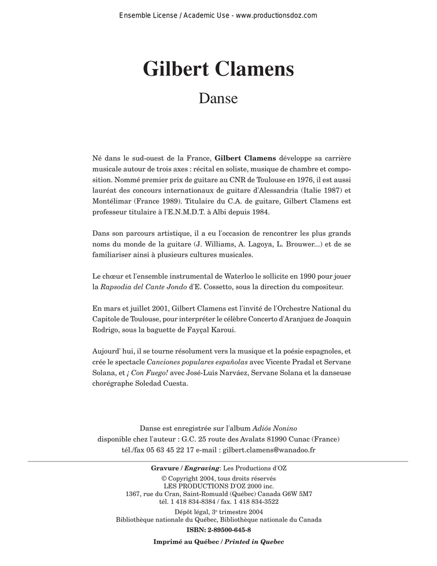 Danse Danse Guitar Ensemble scores gallery preview page 1