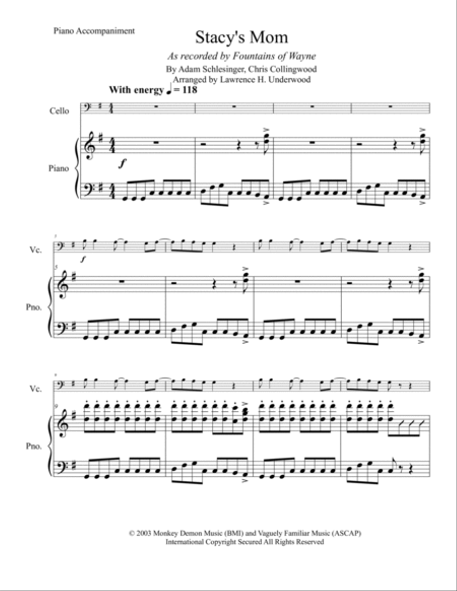 Stacy's Mom Piano scores gallery preview page 2