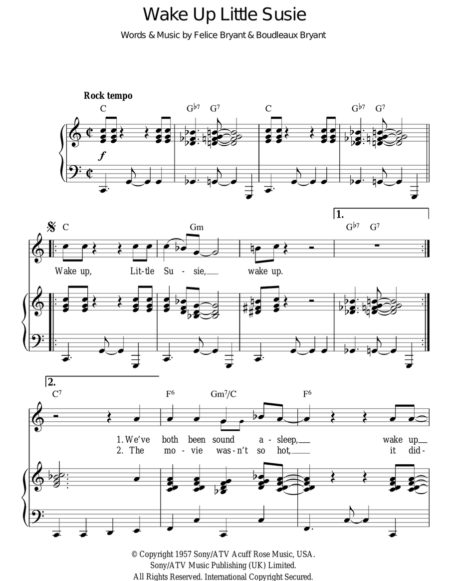 Wake Up Little Susie Wake Up Little Susie Acoustic Guitar scores gallery preview page 1
