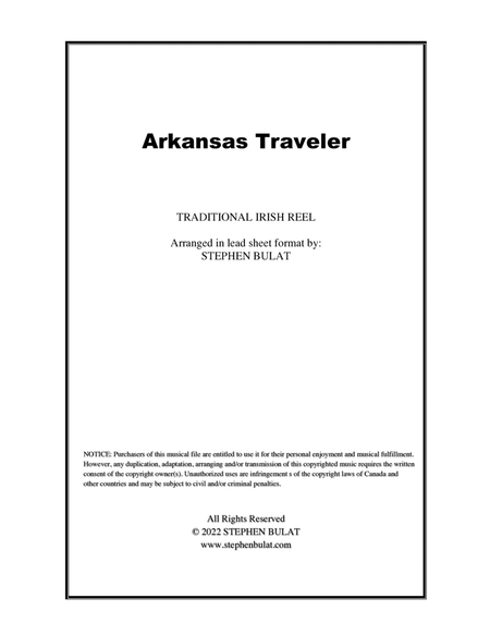 Arkansas Traveler (Old Time Fiddle Song) - Lead sheet in original key of D (instrumental and vocal)