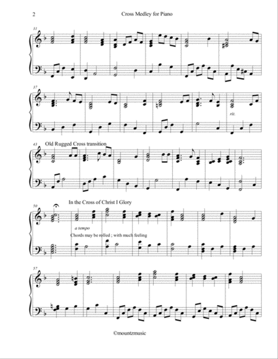 Songs of the Cross Medley for piano Piano Method scores gallery preview page 2