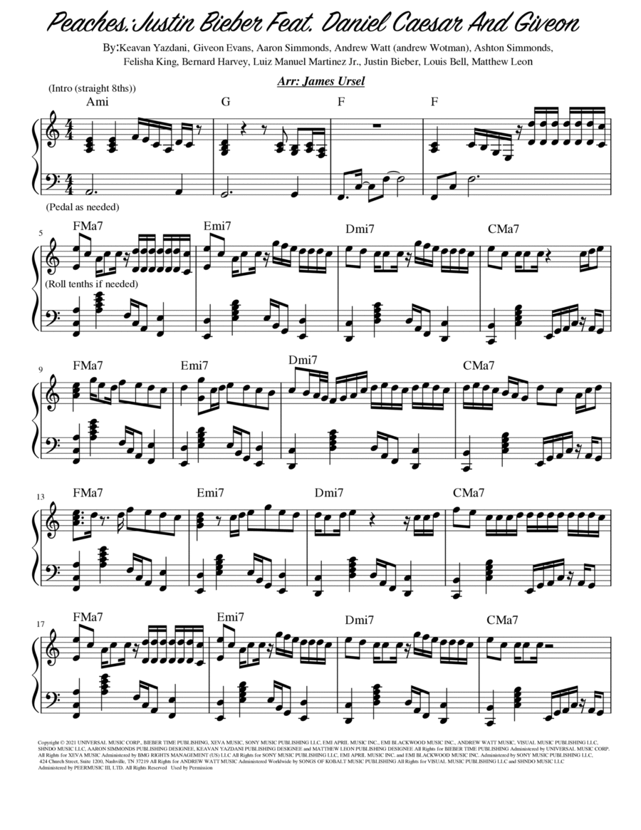 Peaches Piano Solo scores gallery preview page 1
