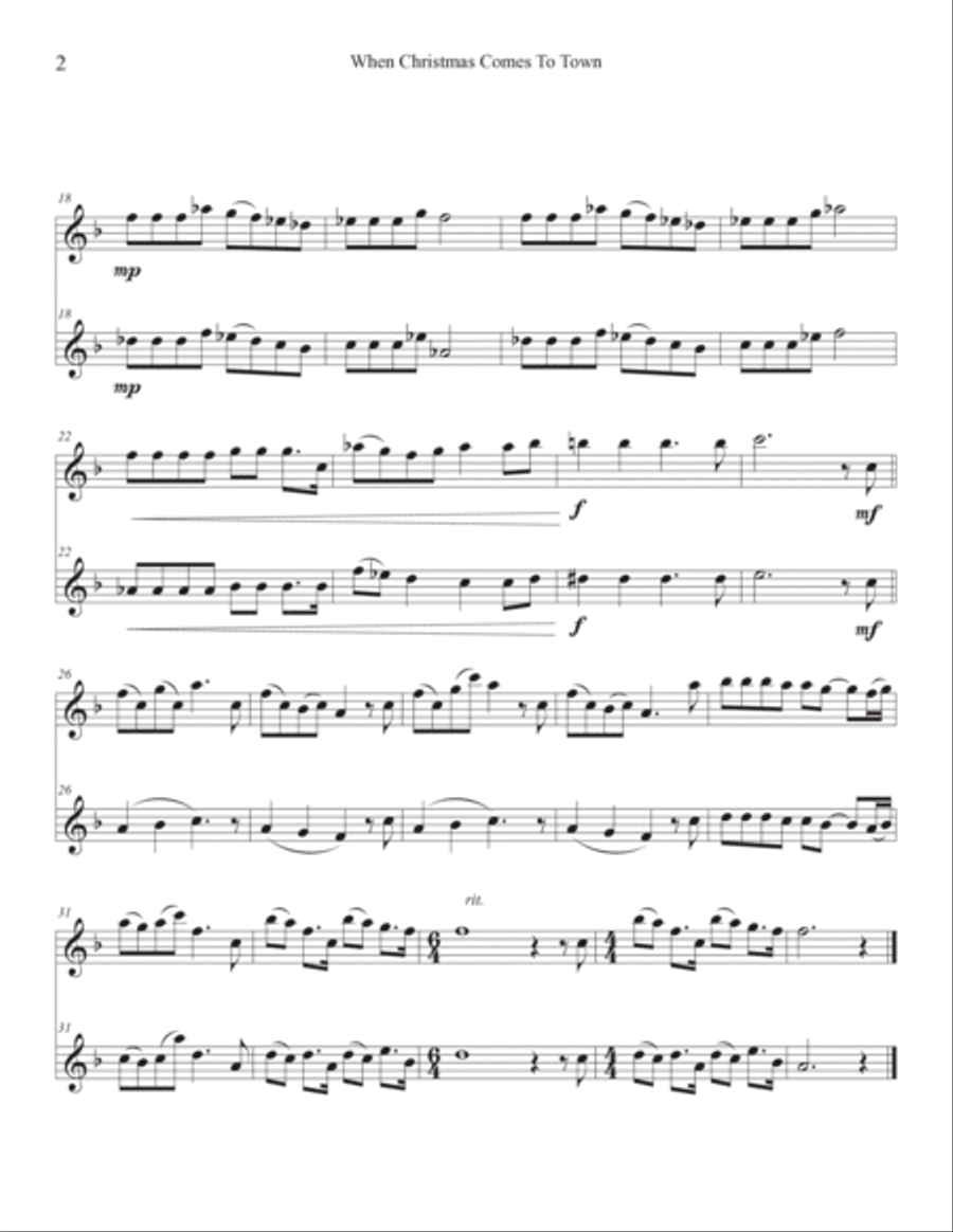 When Christmas Comes To Town Tenor Saxophone scores gallery preview page 2