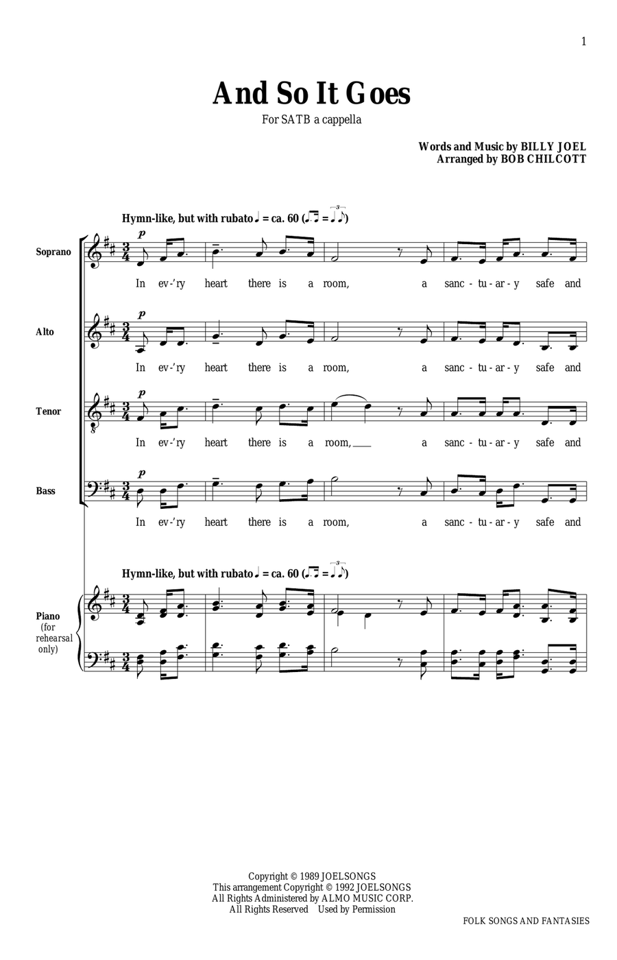 And So It Goes 4-Part scores gallery preview page 1