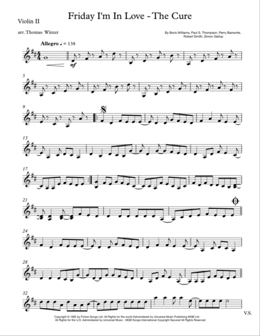 Friday I'm In Love Friday I'm In Love String Quartet scores gallery preview page 3
