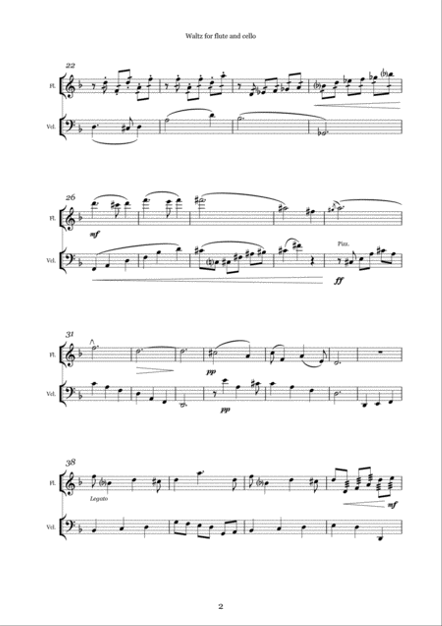 Waltz for Flute and Cello Flute scores gallery preview page 2