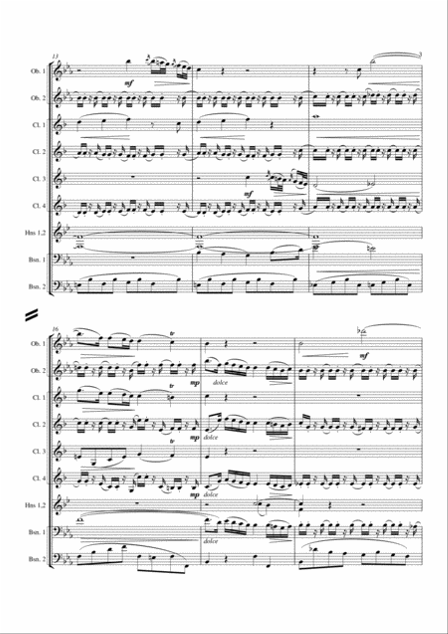 Adagio for 10 Winds, Serenade #10 Gran Partita Horn scores gallery preview page 3