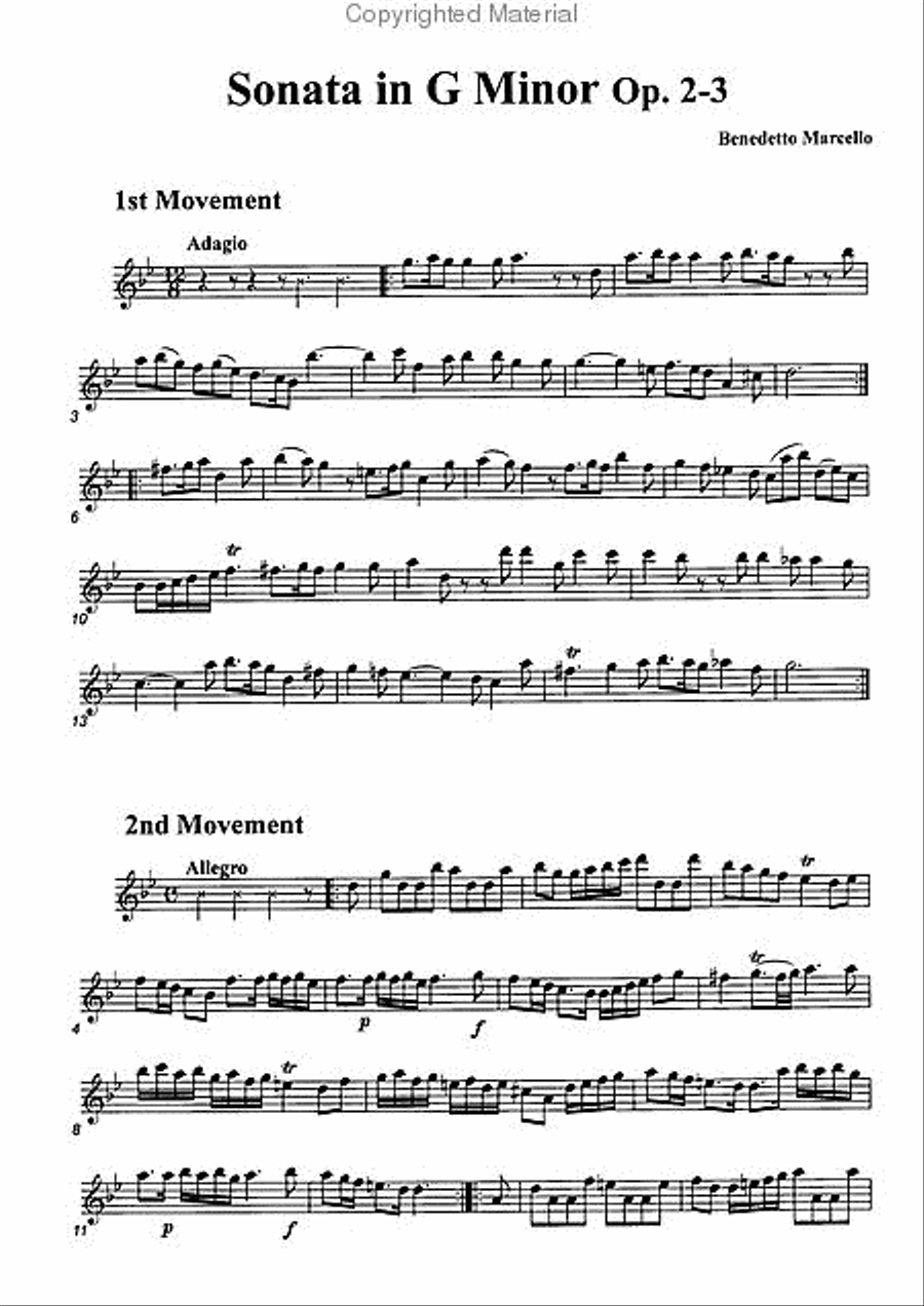 Sonata in G minor, Op. 2-3 Alto Recorder scores gallery preview page 2