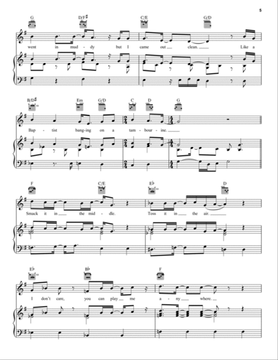 Tambourine Tambourine Piano, Vocal, Guitar scores gallery preview page 5