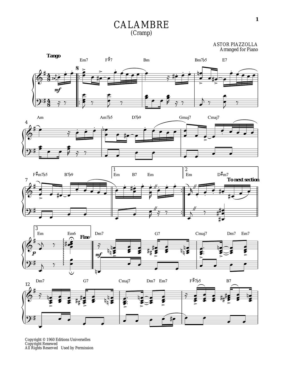 Calambre Piano Solo scores gallery preview page 1