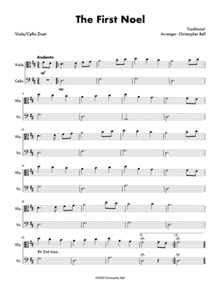First Noel - Easy Viola/Cello Duet