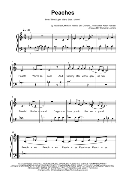 Peaches (for violin) [with fingerings] - Jack Black Sheet music for Violin  (Solo)