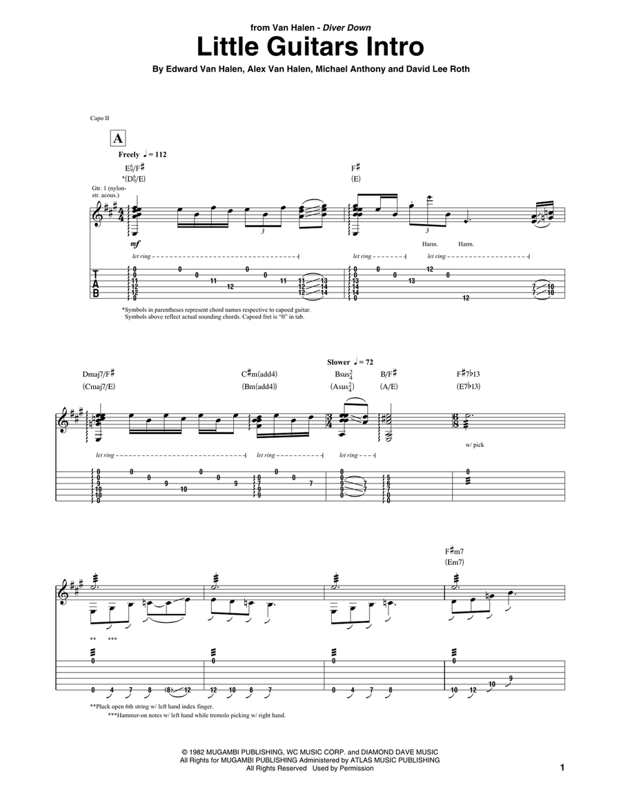Little Guitars Intro Guitar Tablature scores gallery preview page 1