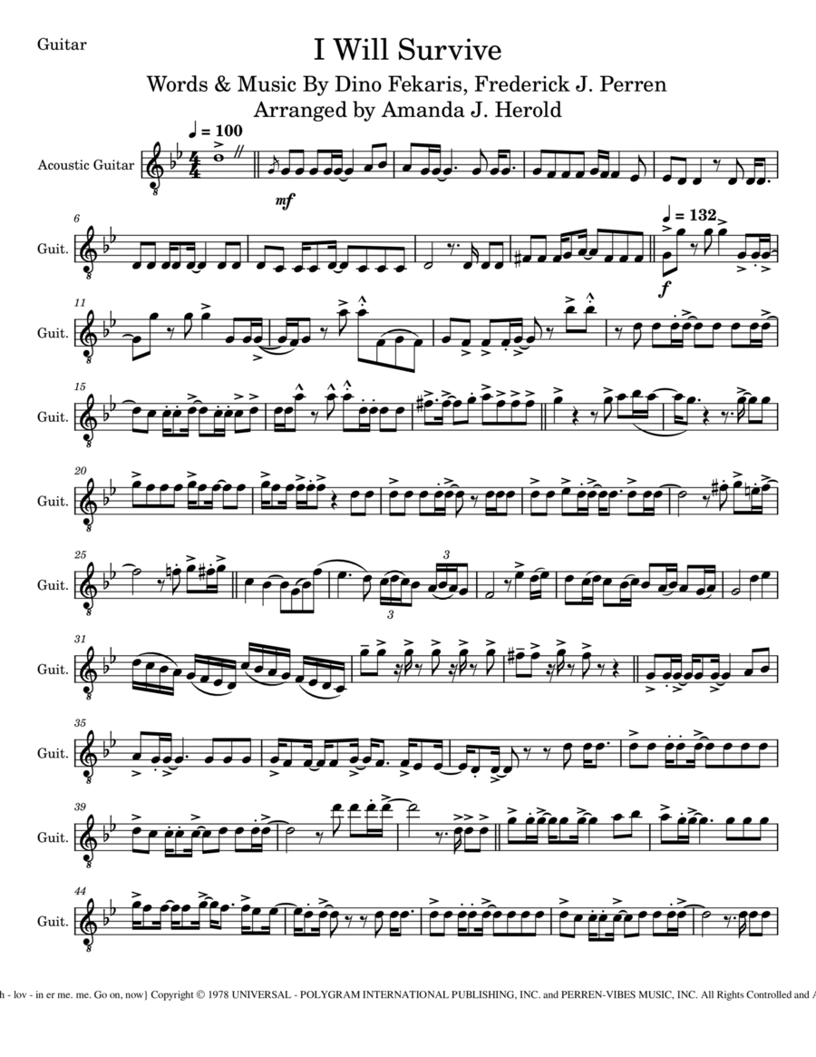I Will Survive Guitar Solo scores gallery preview page 1