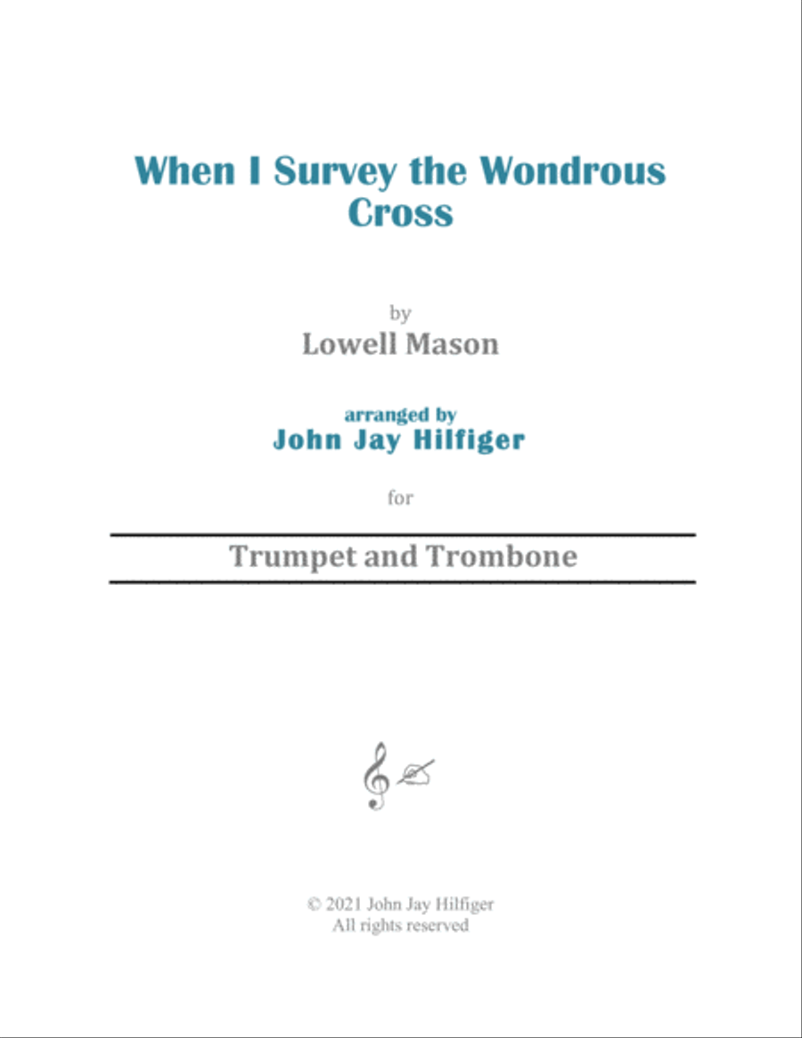 When I Survey the Wondrous Cross for Trumpet and Trombone Brass Duet scores gallery preview page 1