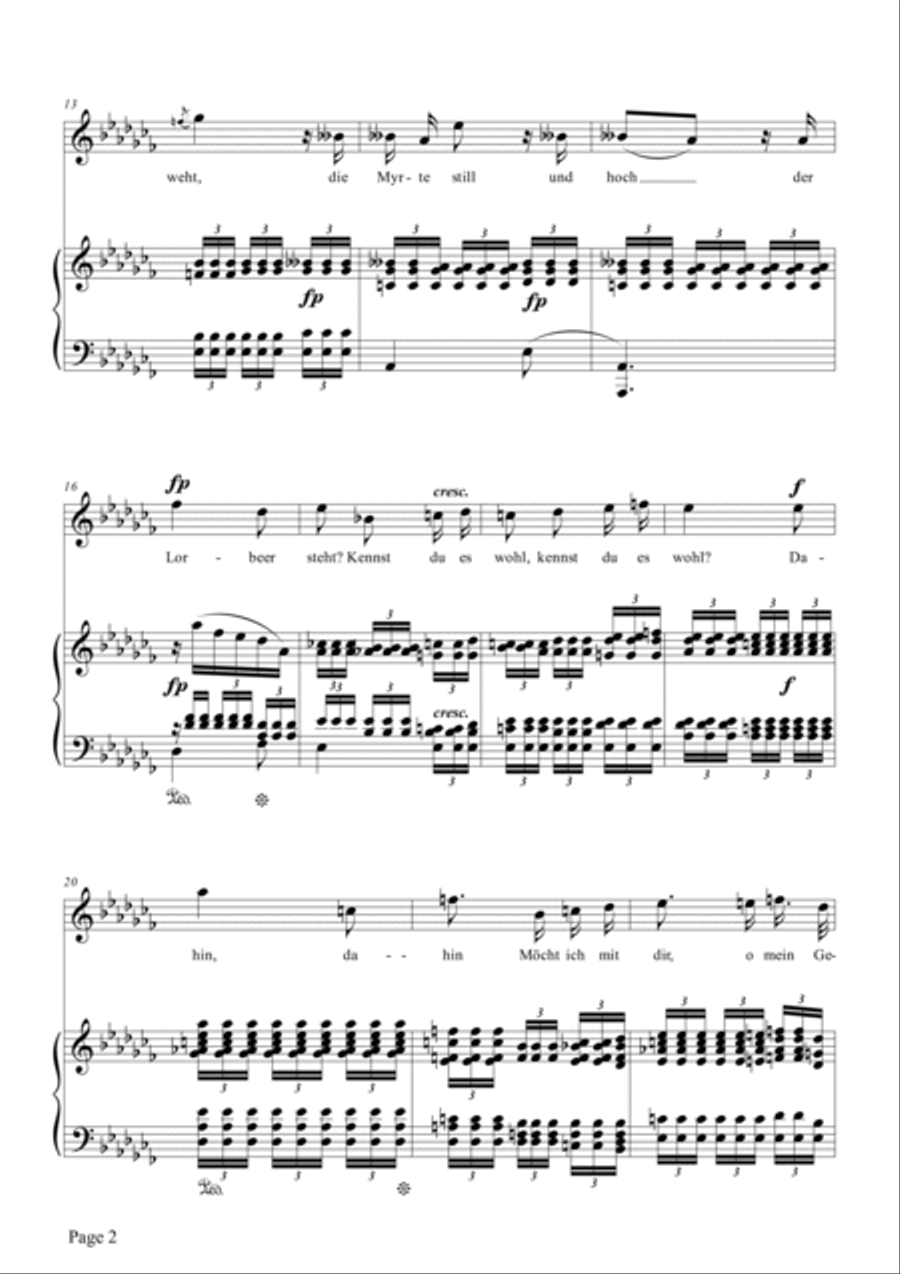 Schumann-Mignon(Kennst du das Land),Op.98a No.1 in a♭ minor Voice scores gallery preview page 3