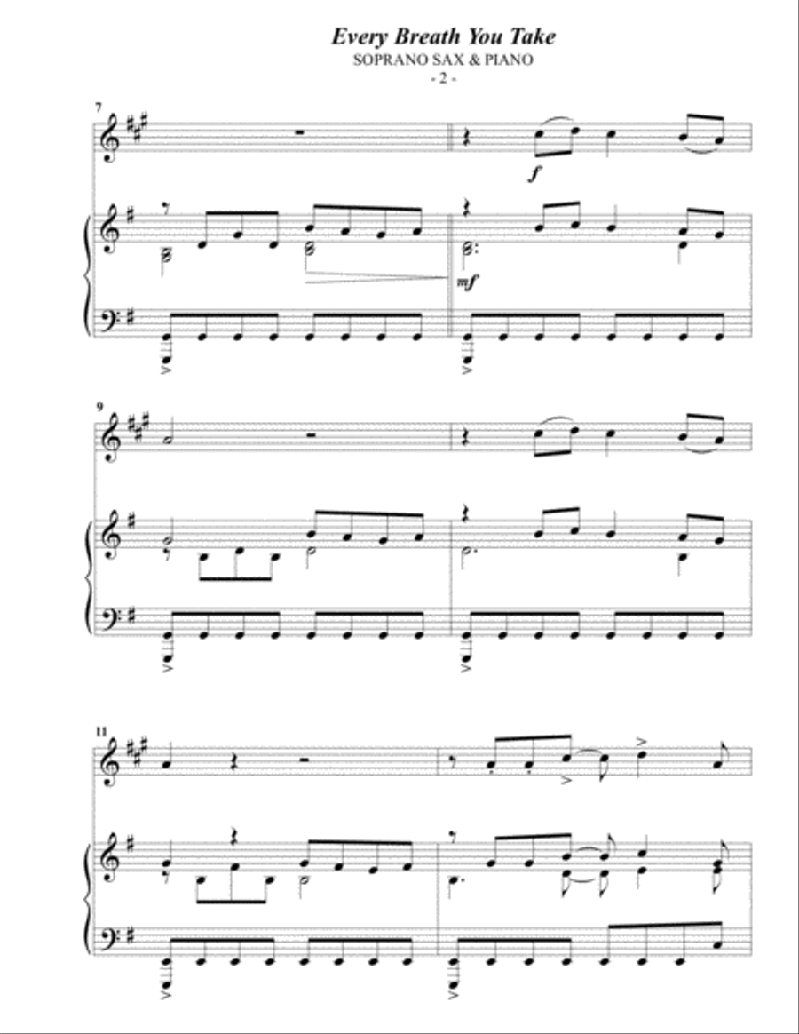 Every Breath You Take Soprano Saxophone scores gallery preview page 2