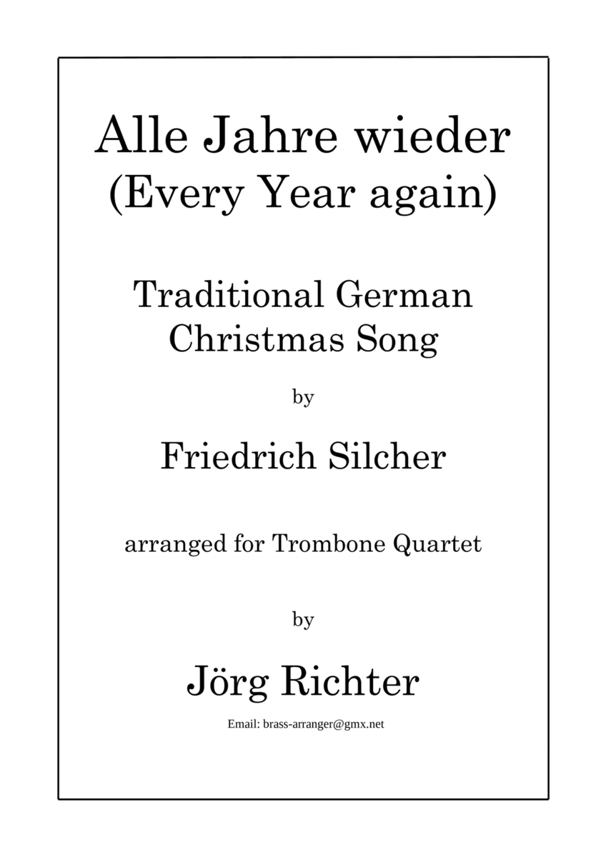 Every Year Again (Alle Jahre wieder) for Trombone Quartet image number null
