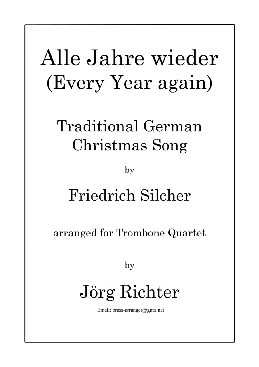 Every Year Again (Alle Jahre wieder) for Trombone Quartet Brass Quartet scores gallery preview page 1