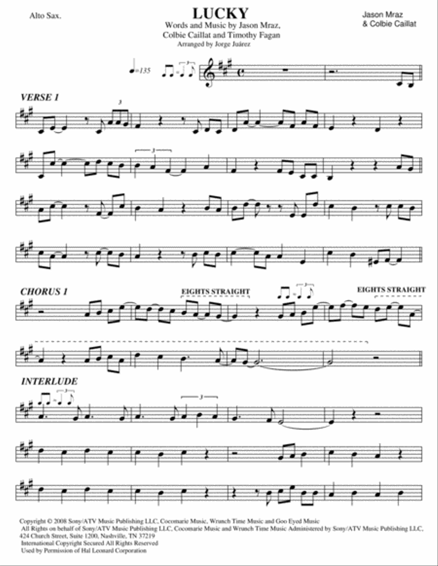 Lucky Alto Saxophone scores gallery preview page 1
