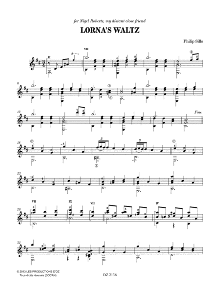 Lorna's Waltz Classical Guitar scores gallery preview page 2