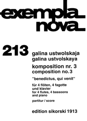 Composition No3 “benedictus, Qui Venit” 4 Flutes 4 Bassoons And Piano Score