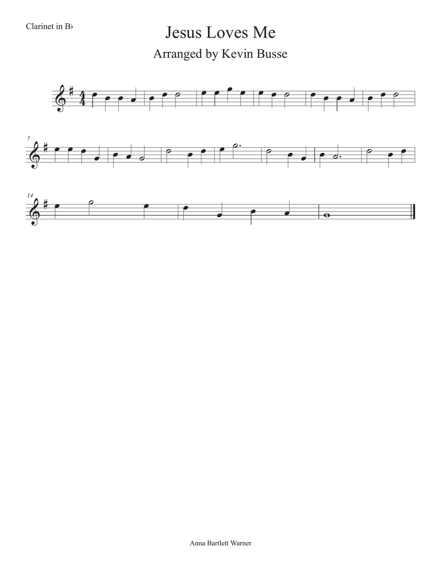 Jesus Loves Me - Clarinet Clarinet Solo scores gallery preview page 1