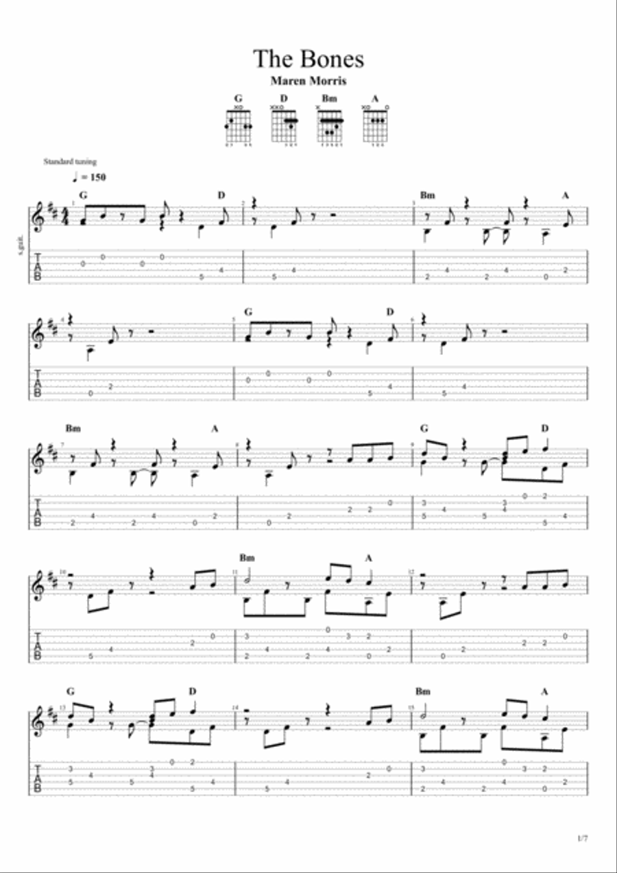 The Bones Guitar Tablature scores gallery preview page 1
