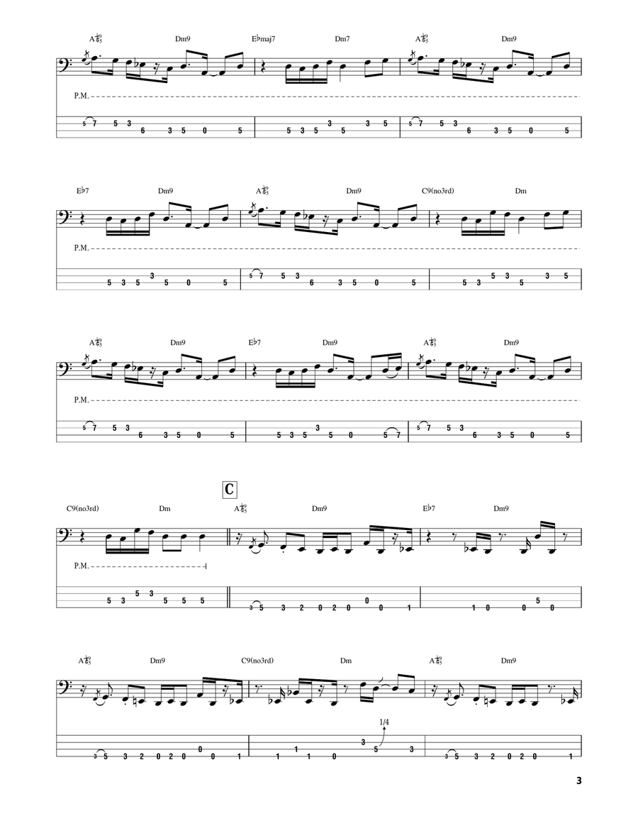 3 Deuces Bass Guitar Tablature scores gallery preview page 3