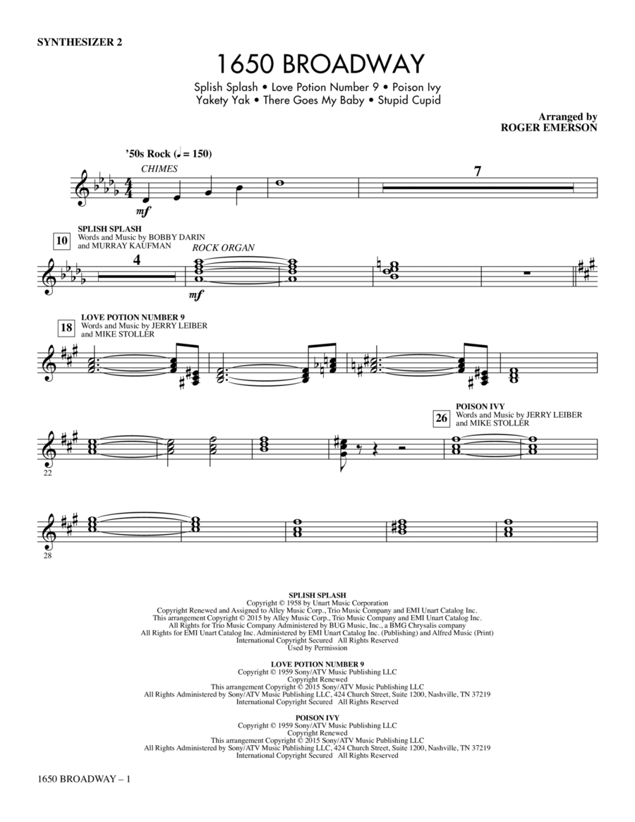 1650 Broadway (Medley) - Synthesizer II Choir scores gallery preview page 1