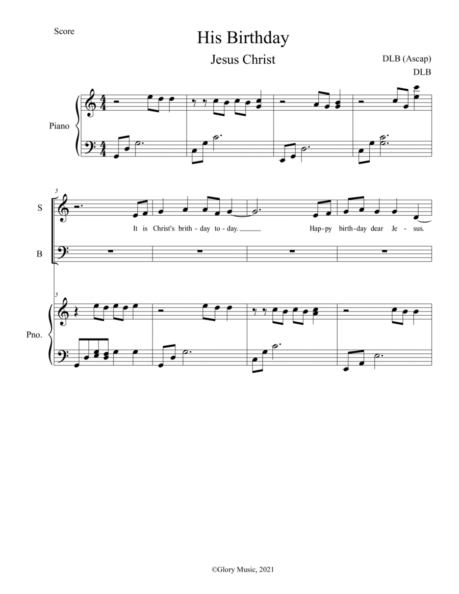 His Birthday 4-Part scores gallery preview page 1