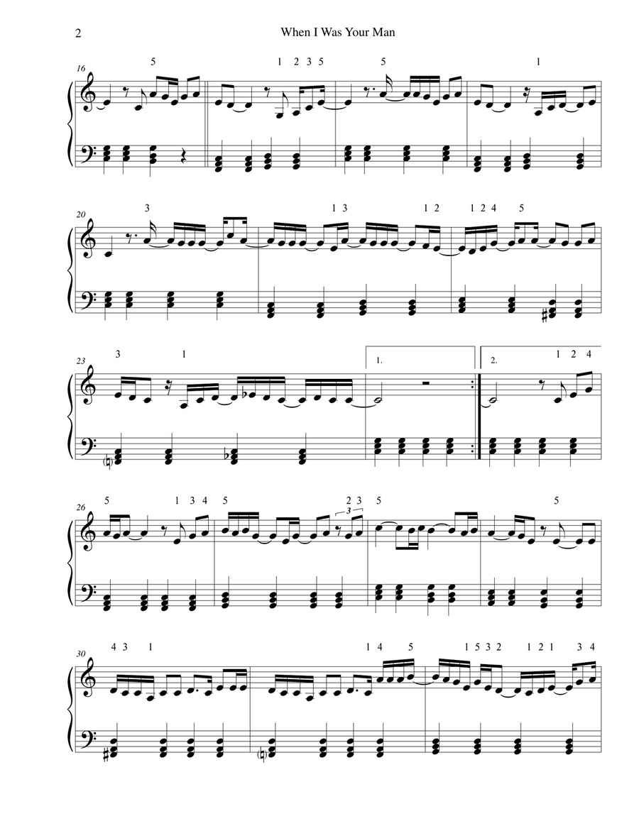 When I Was Your Man When I Was Your Man Easy Piano scores gallery preview page 2