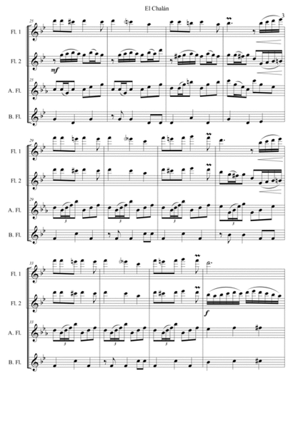 "El Chalán" Op.12 (marinera norteña) for flute quartet