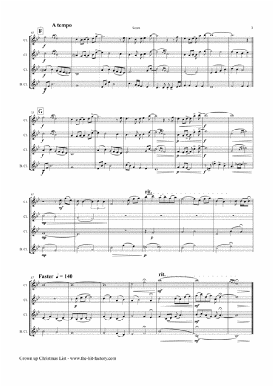 Grown-Up Christmas List Woodwind Quartet scores gallery preview page 3