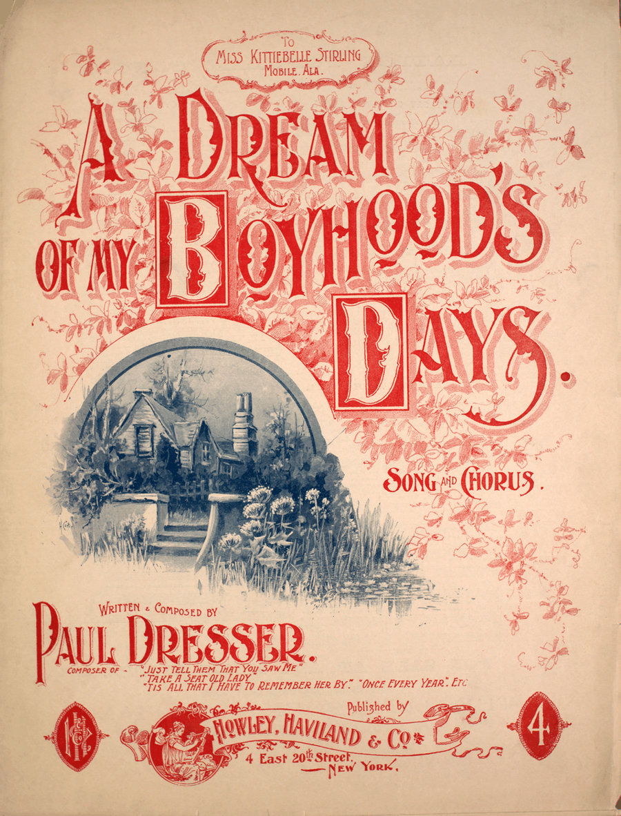 A Dream of My Boyhood's Days. Song and Chorus